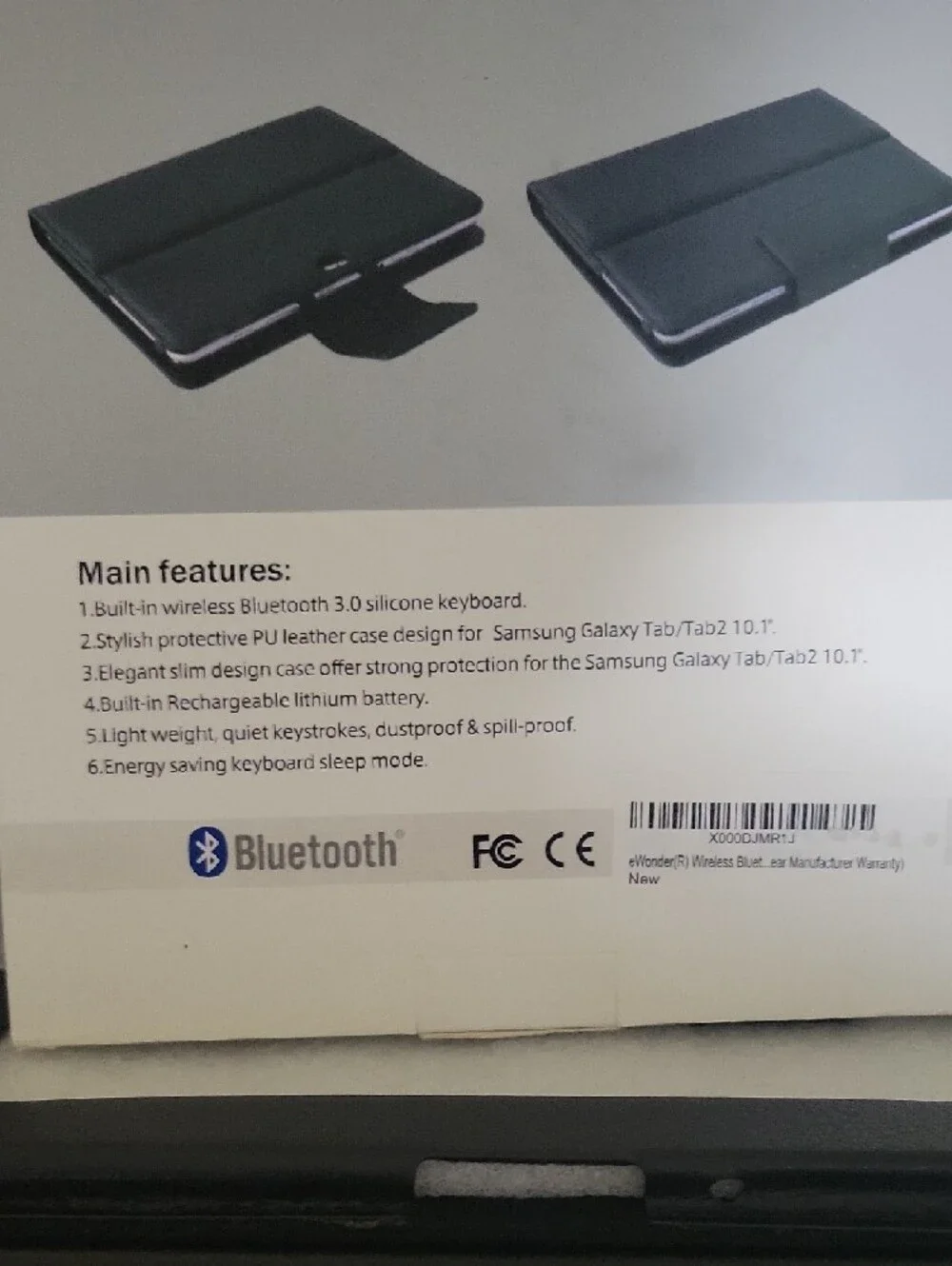 Bluetooth Keyboard Case for Samsung Galaxy Tab/Tab2 10.1 - Black Leather NIB